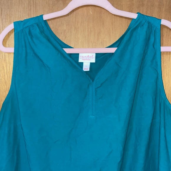 •ISABEL MATERNITY•KELLY GREEN EMBROIDERED FLORAL V NECK TANK TOP SIZE LARGE - Picture 6 of 9